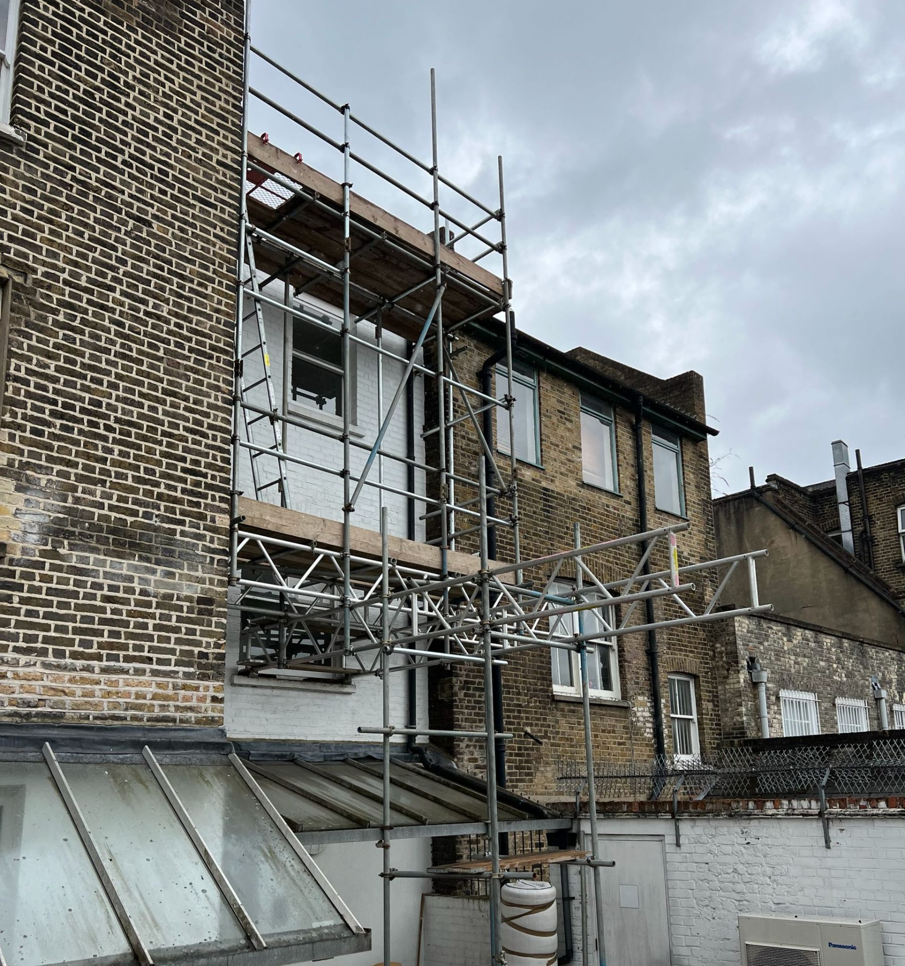 Professional scaffolding installed on a residential property